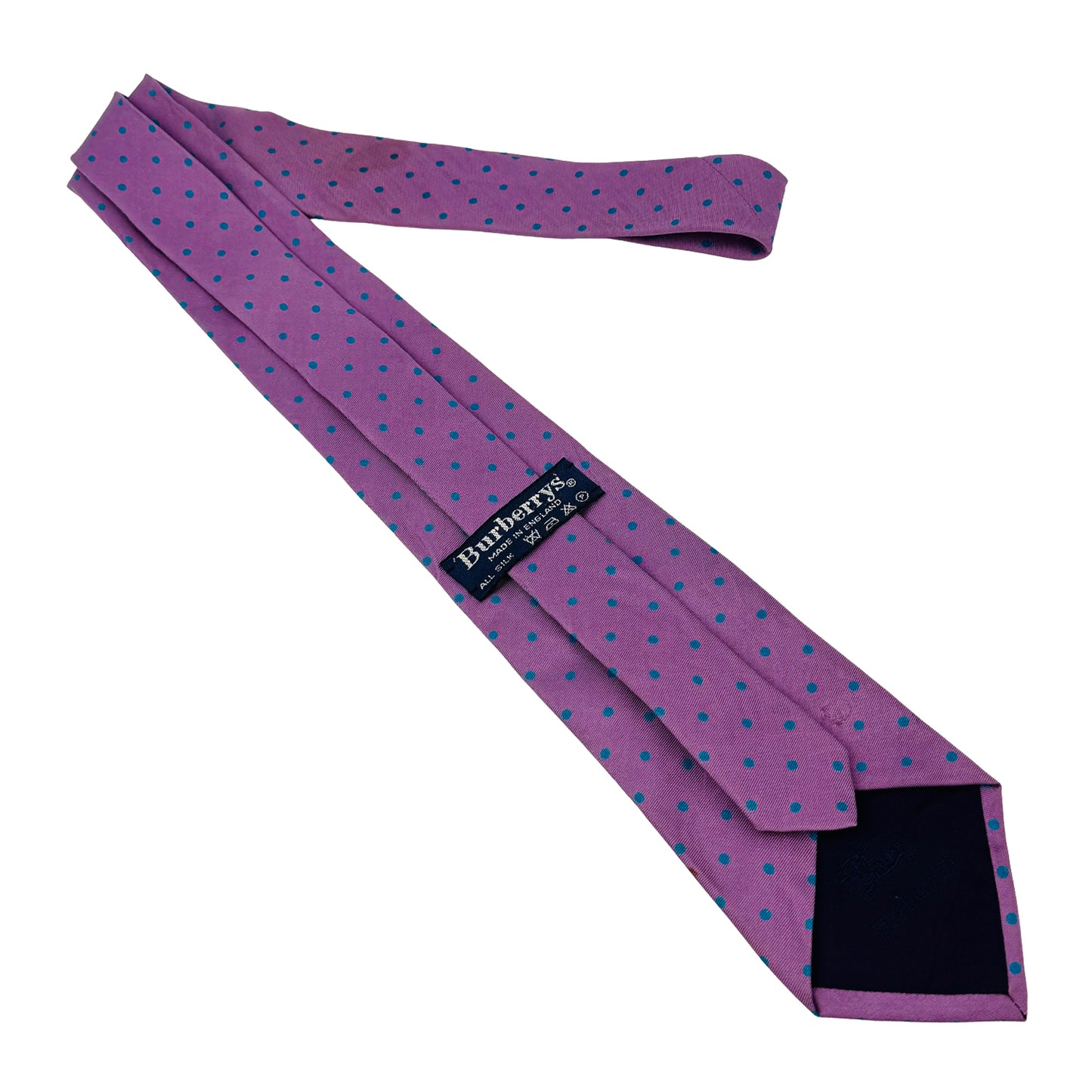 Burberry Purple Base 'Turquoise Polka Dots' Silk Tie