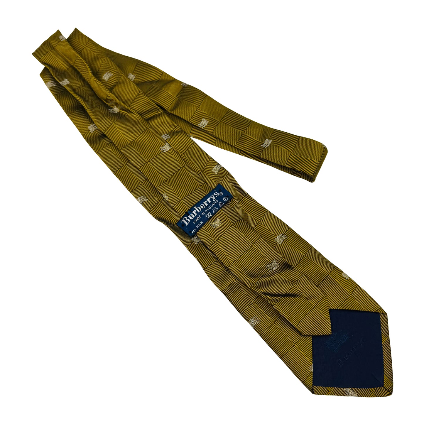 Burberry Mustard Check Blocks Silk Tie (Size Regular)