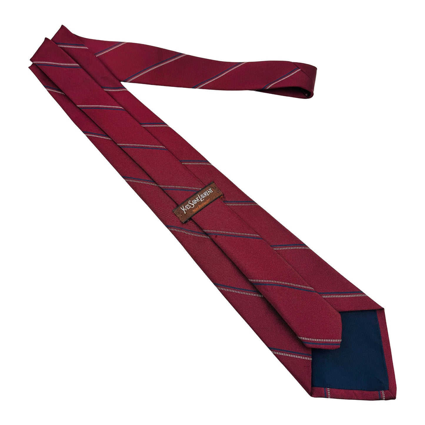 Yves Saint Laurent Maroon 'Diagonal Stripes' Tie (Size Regular)