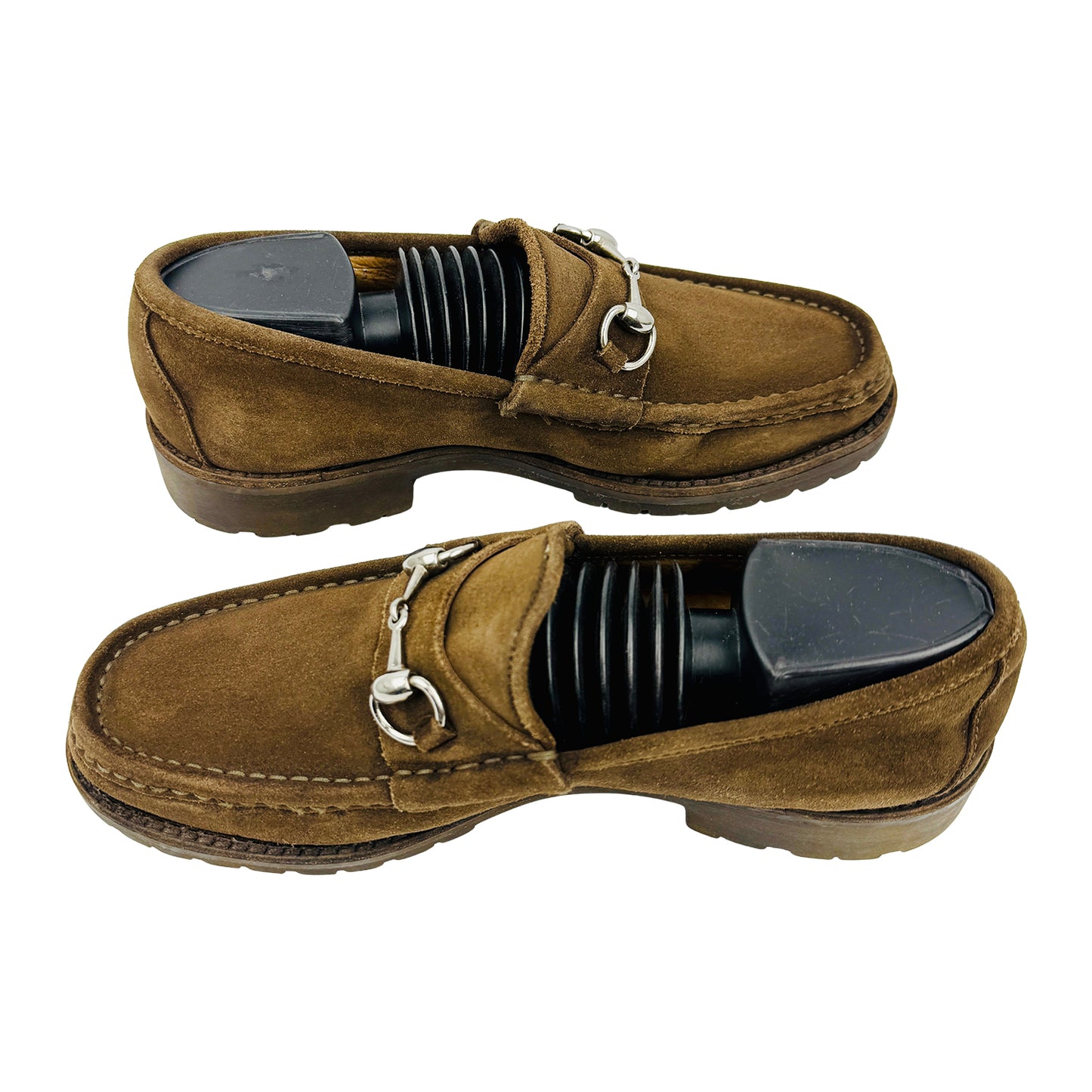 Gucci Suede Brown Horsebit Lug Sole Loafers (Size 41.5)