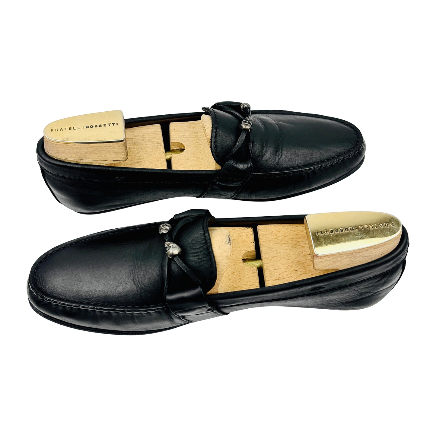Zara Men's Black Leather Skull Detail Loafers (Size 43)