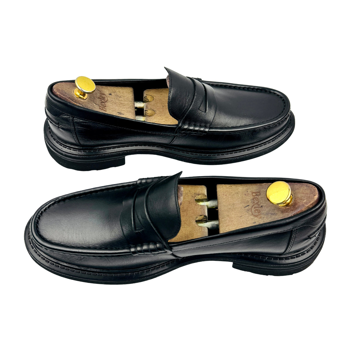 Marks & Spencer Men's Black Leather Loafers (Size 43)