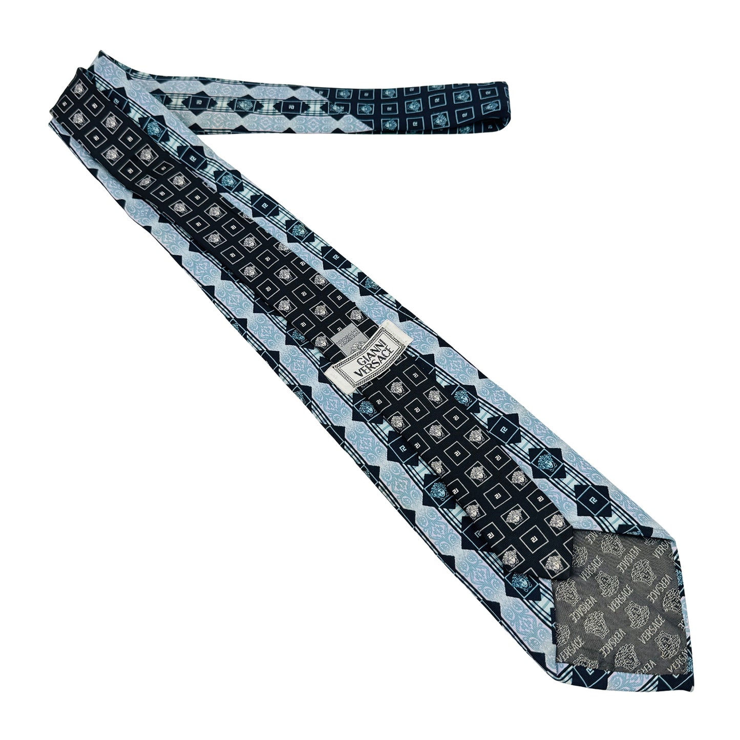 Gianni Versace Light Blue 'Medusa Pattern' Tie (Size Regular)