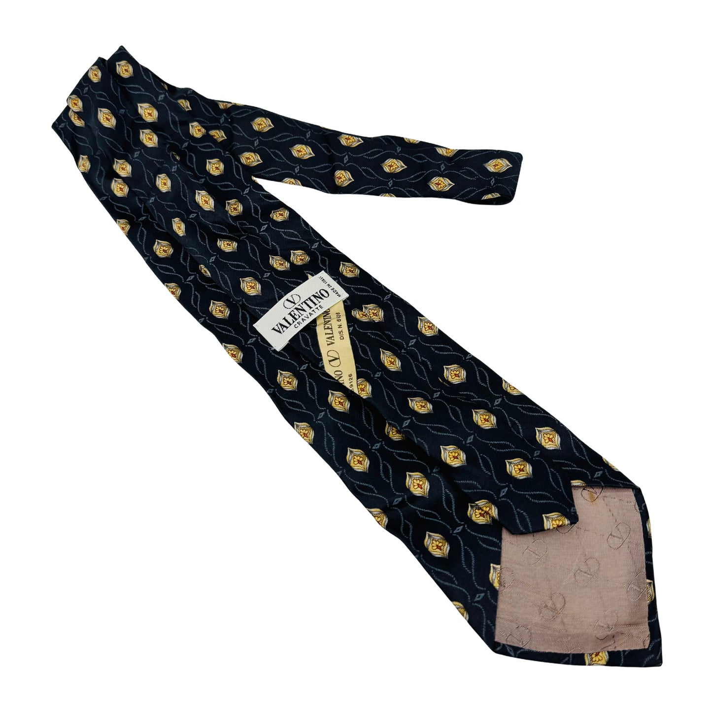 Valentino Dark Navy 'Geometric Motifs' Tie (Size Regular)