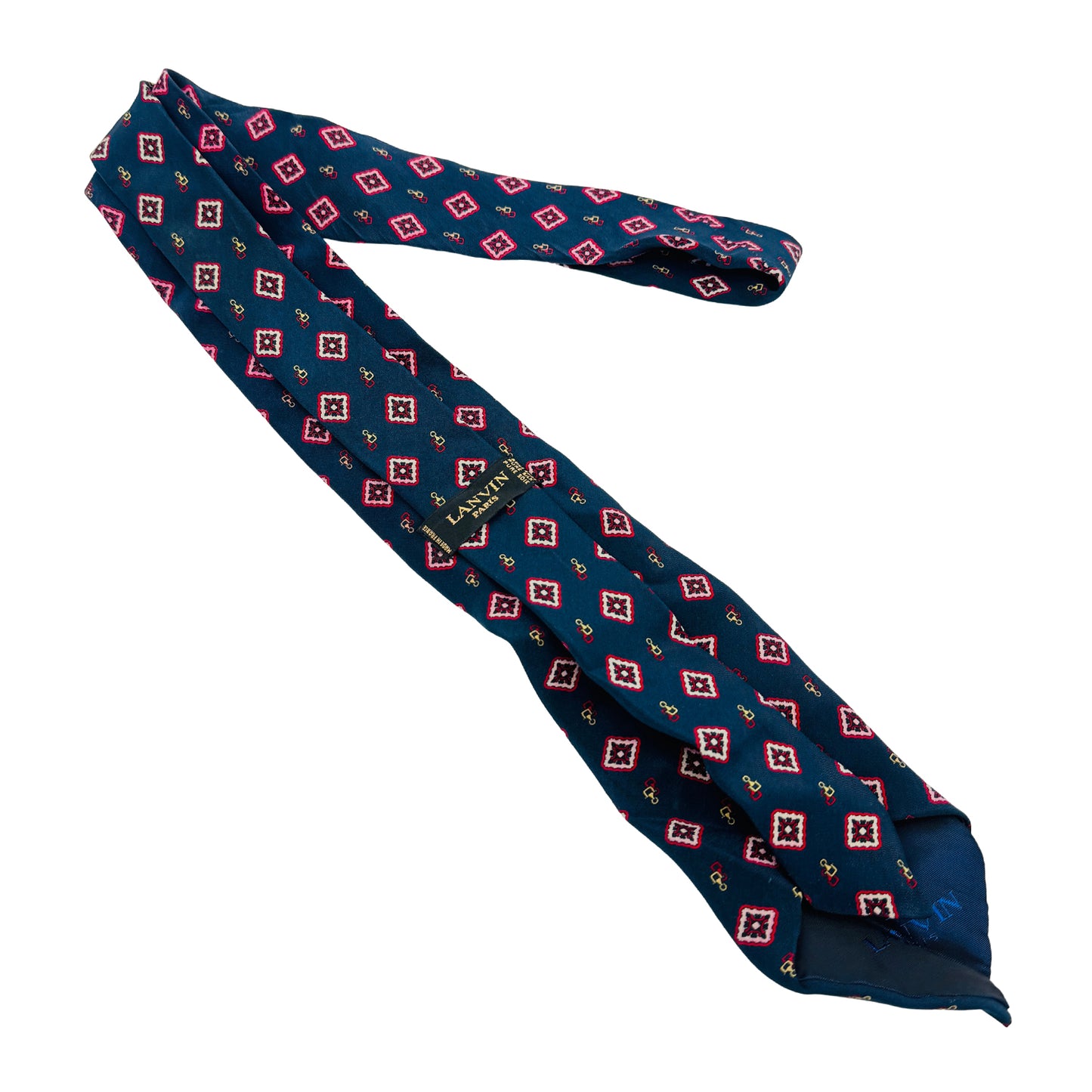 Lanvin Navy Blue 'Geometric Patterns' Tie (Size Regular)