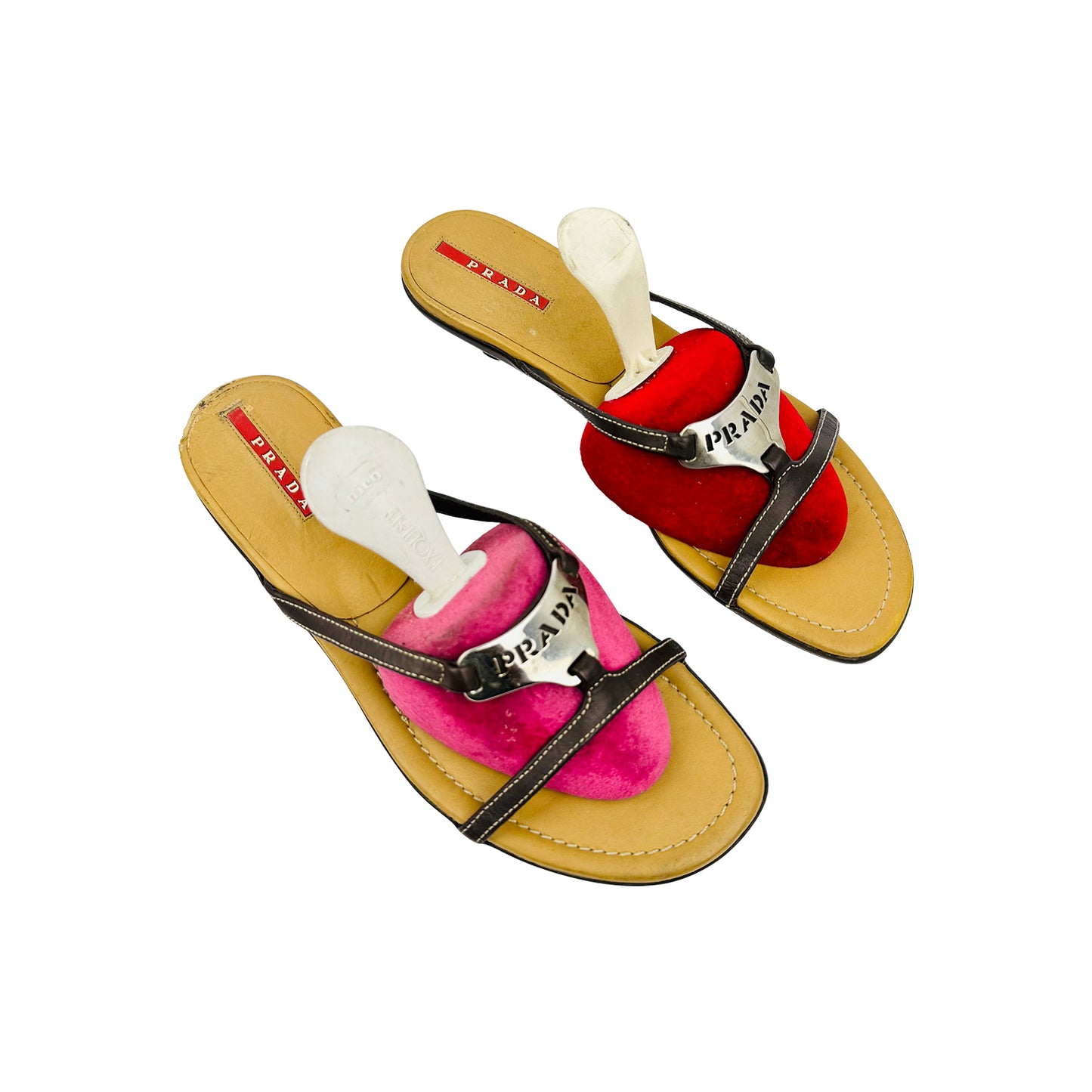 Prada Logo Strap Kitten Heel Sandals (Size 36)