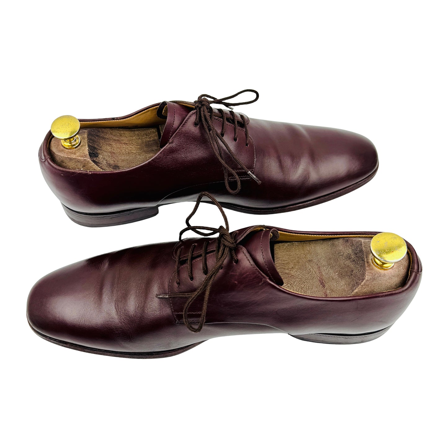 Bally Men's Burgundy Leather Derby Shoes (Size 42)