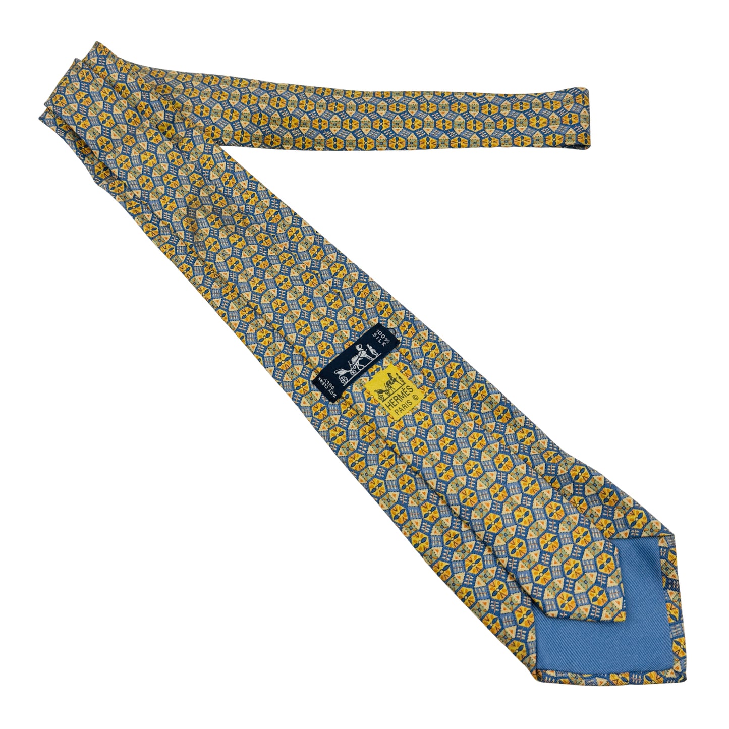 Hermès Light Blue 'Geometric Pattern' Tie (Size Regular)