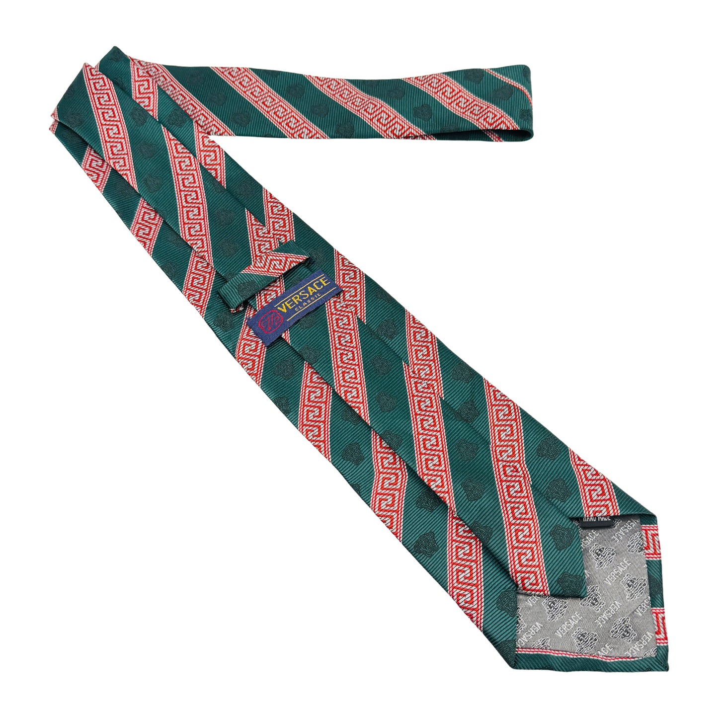 Versace Green 'Diagonal Stripes' Tie (Size Regular)