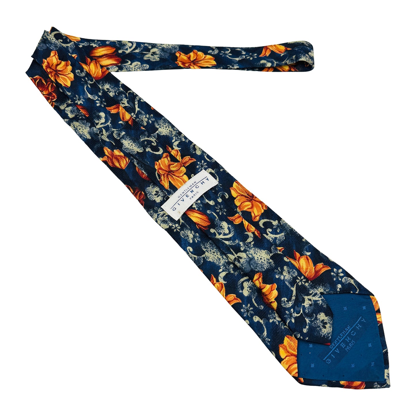 Givenchy Dark Navy 'Floral Pattern' Tie (Size Regular)