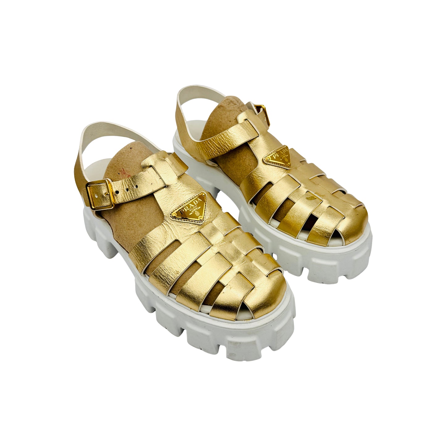 Prada Women's Sandali Metallic Fisherman Sandals (Size 40)