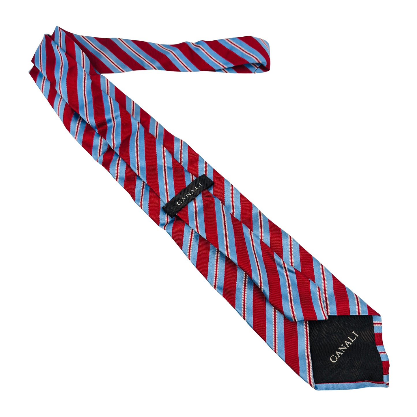 Canali Red 'Diagonal Stripes' Silk Tie (Size Regular)