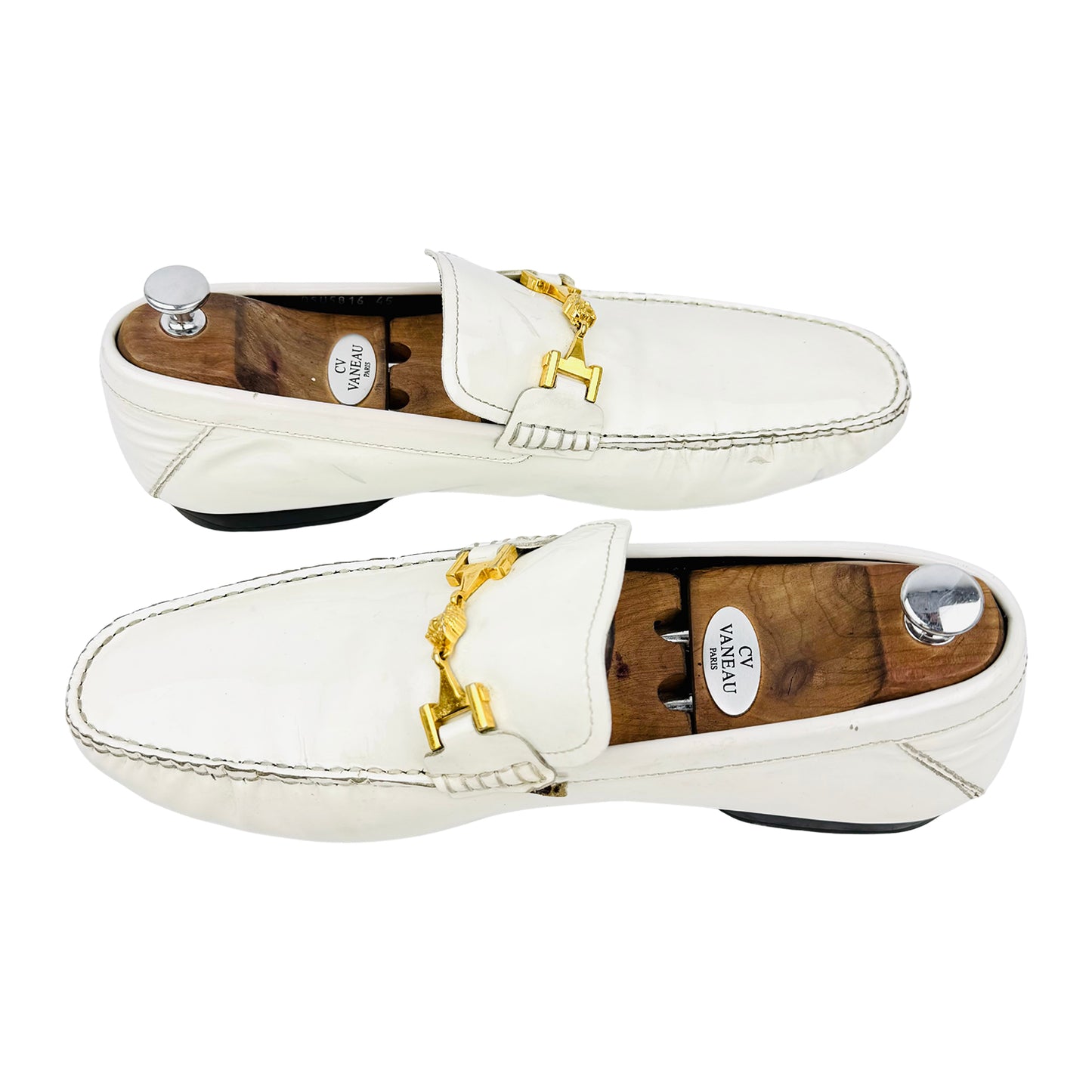 Versace Men's White Patent Leather Loafers (Size 45/45.5)