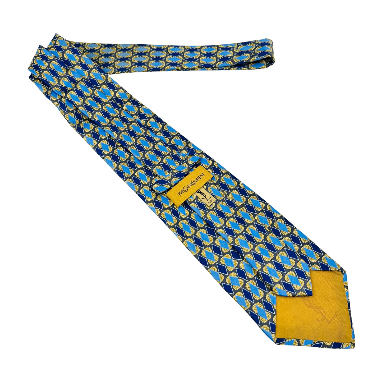 Yves Saint Laurent Navy Blue 'Geometric Pattern' Tie (Size Regular)
