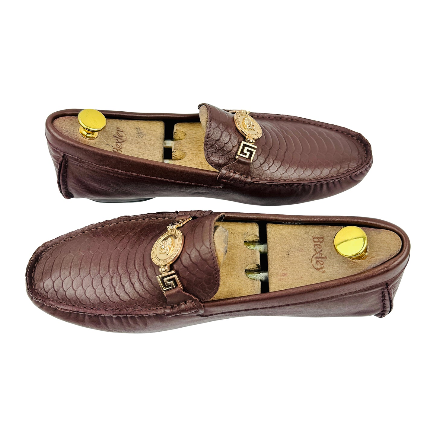 Versace Men's Brown Python Embossed Loafers (Size 42.5/43)