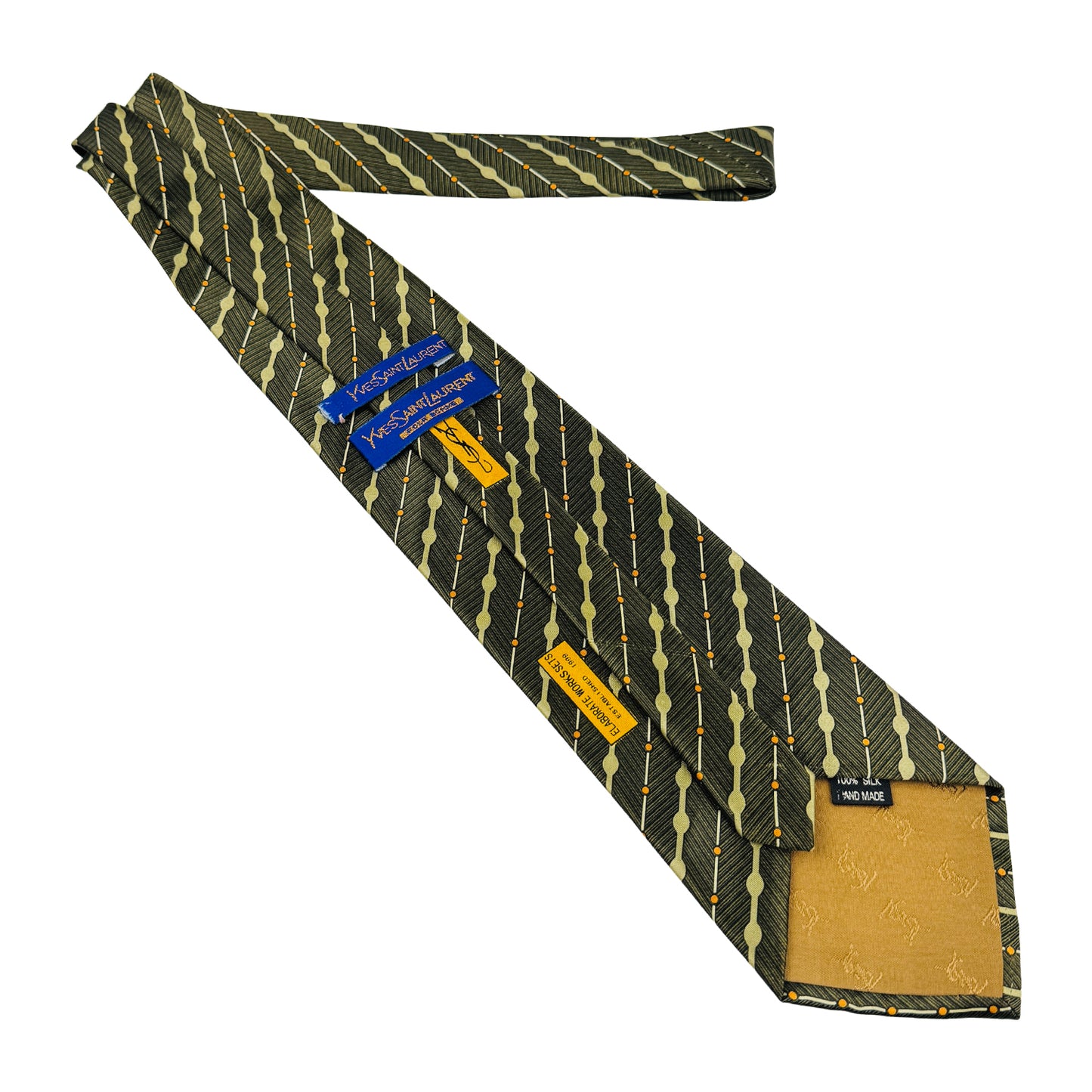 Yves Saint Laurent Dark Green 'Diagonal Stripes' Tie (Size Regular)