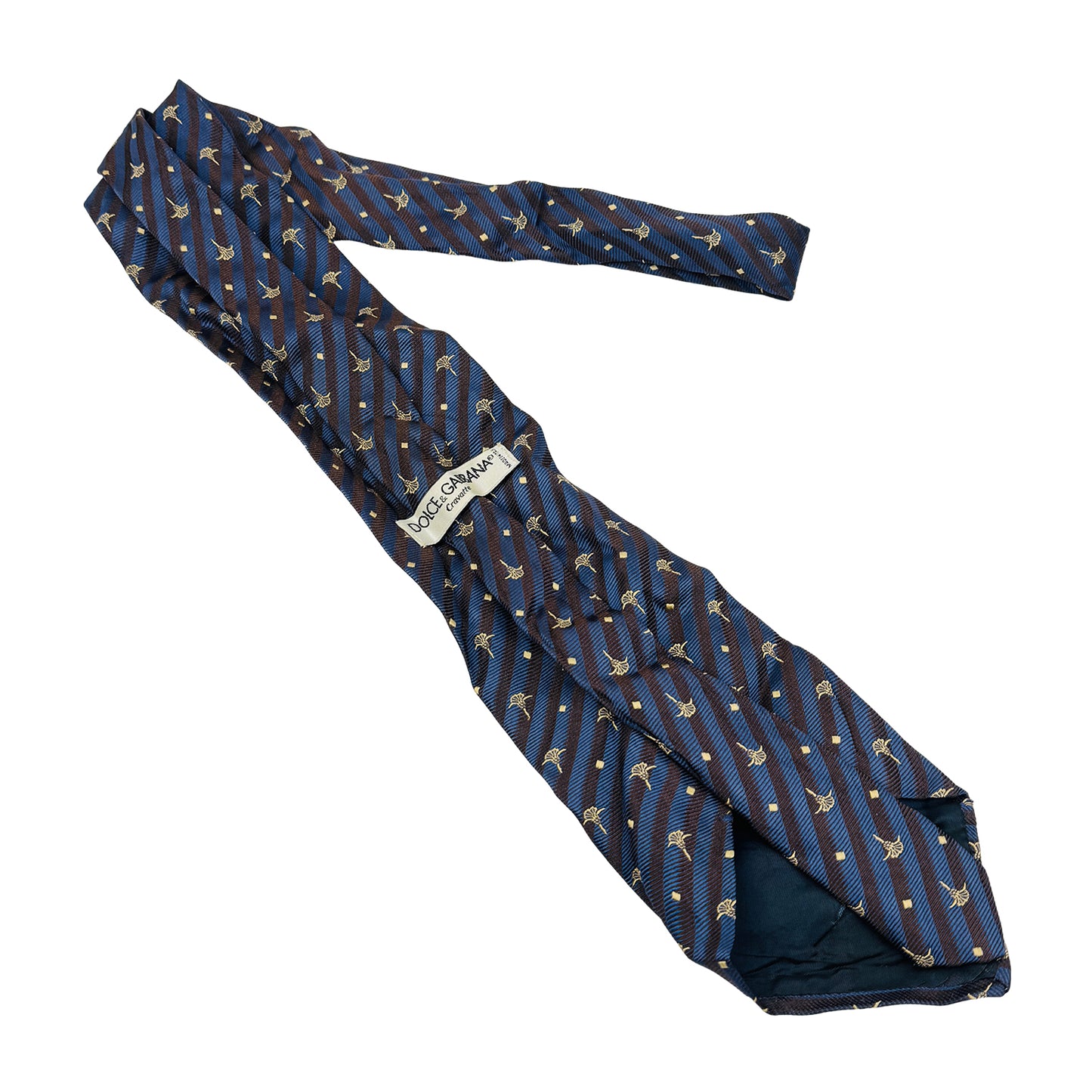 Dolce & Gabbana Navy Blue 'Motifs' Silk Tie (Size Regular)