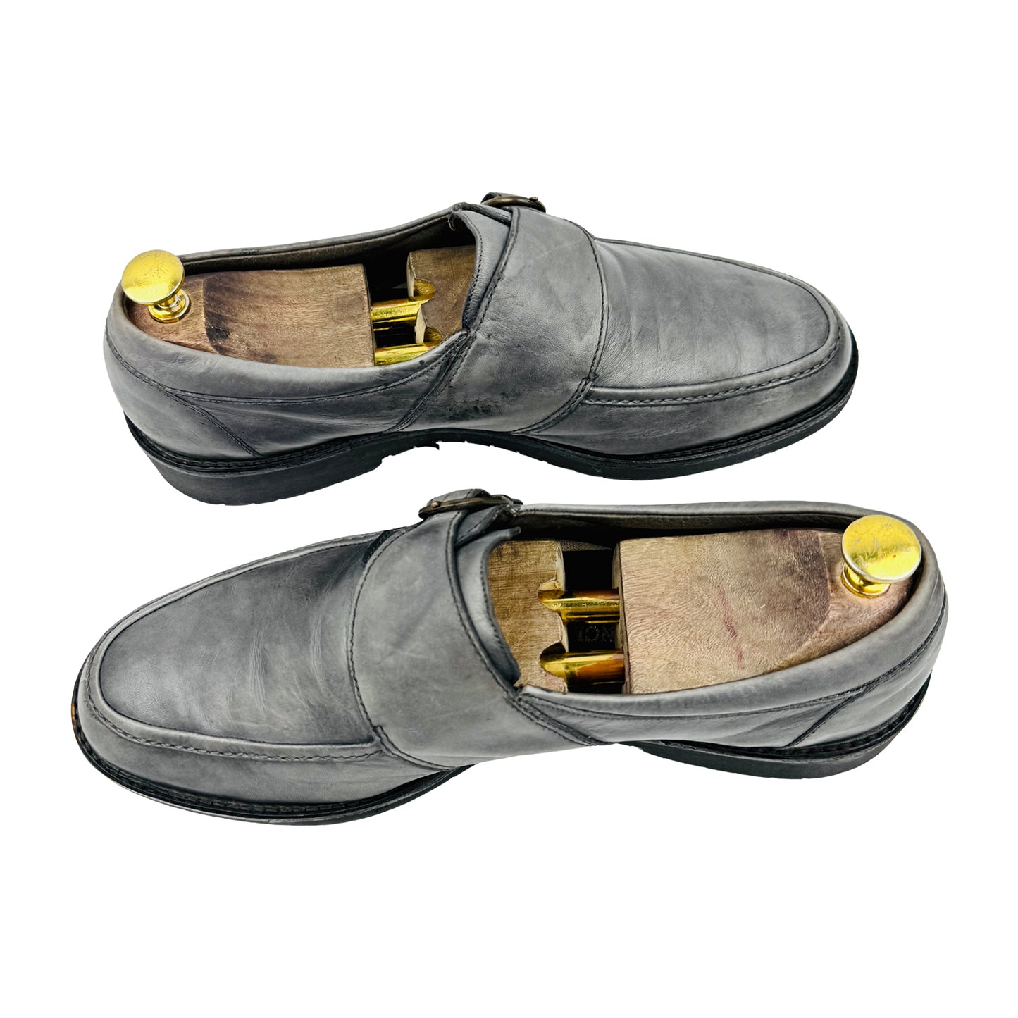 Bally Men's Single Monk Strap 'Sport Grey' Leather Loafers (Size 43.5)
