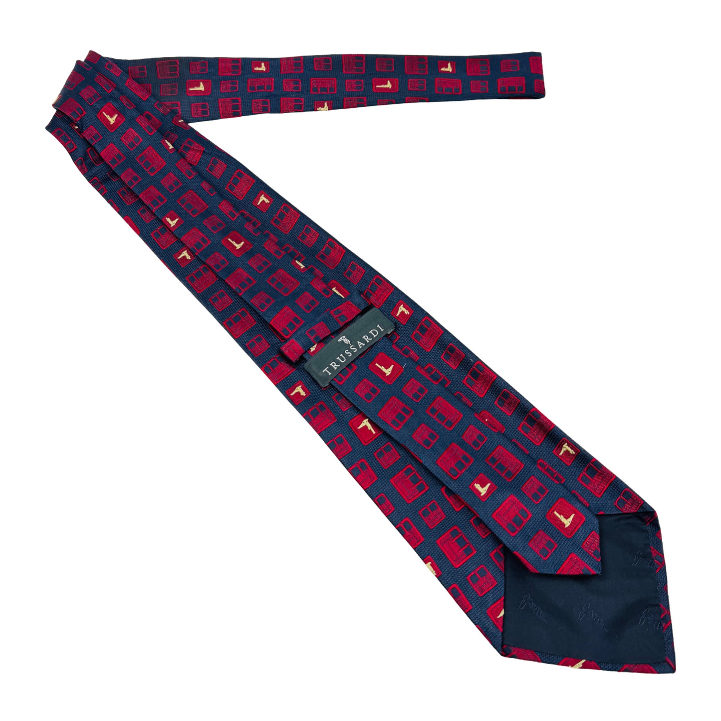 Trussardi Navy 'Geometric Motifs' Silk Tie (Size Regular)