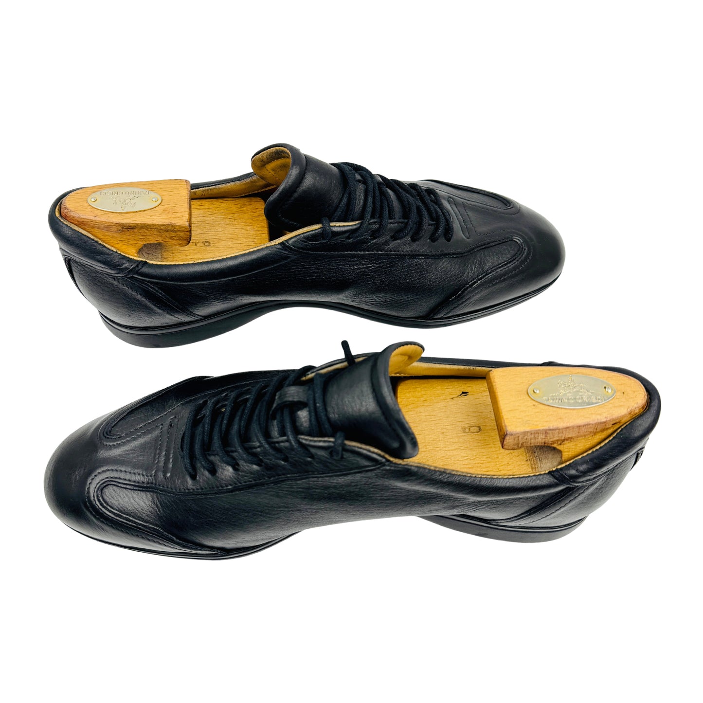 Quarvif Men's Black Leather Sneakers (Size 42/42.5)