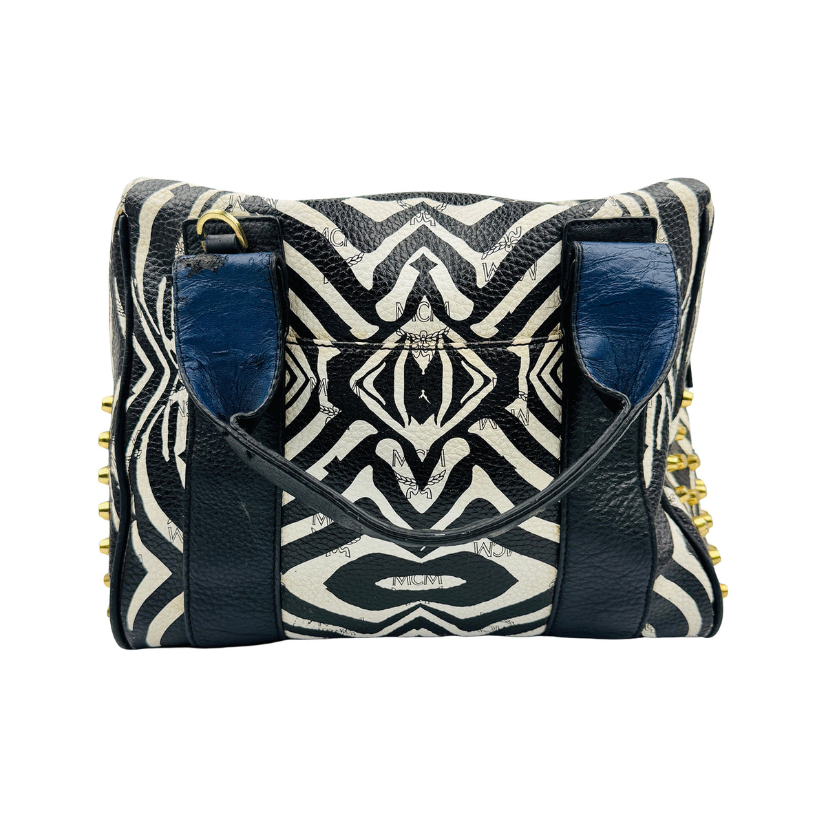 MCM Zebra Keana 'Black White' Boston Bag
