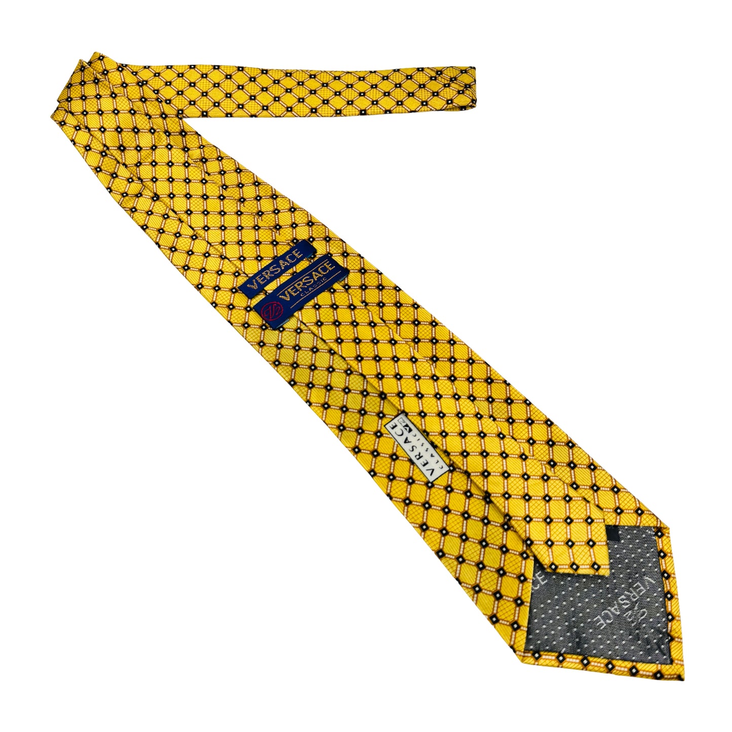Versace Yellow 'Geometric Pattern' Tie (Size Regular)