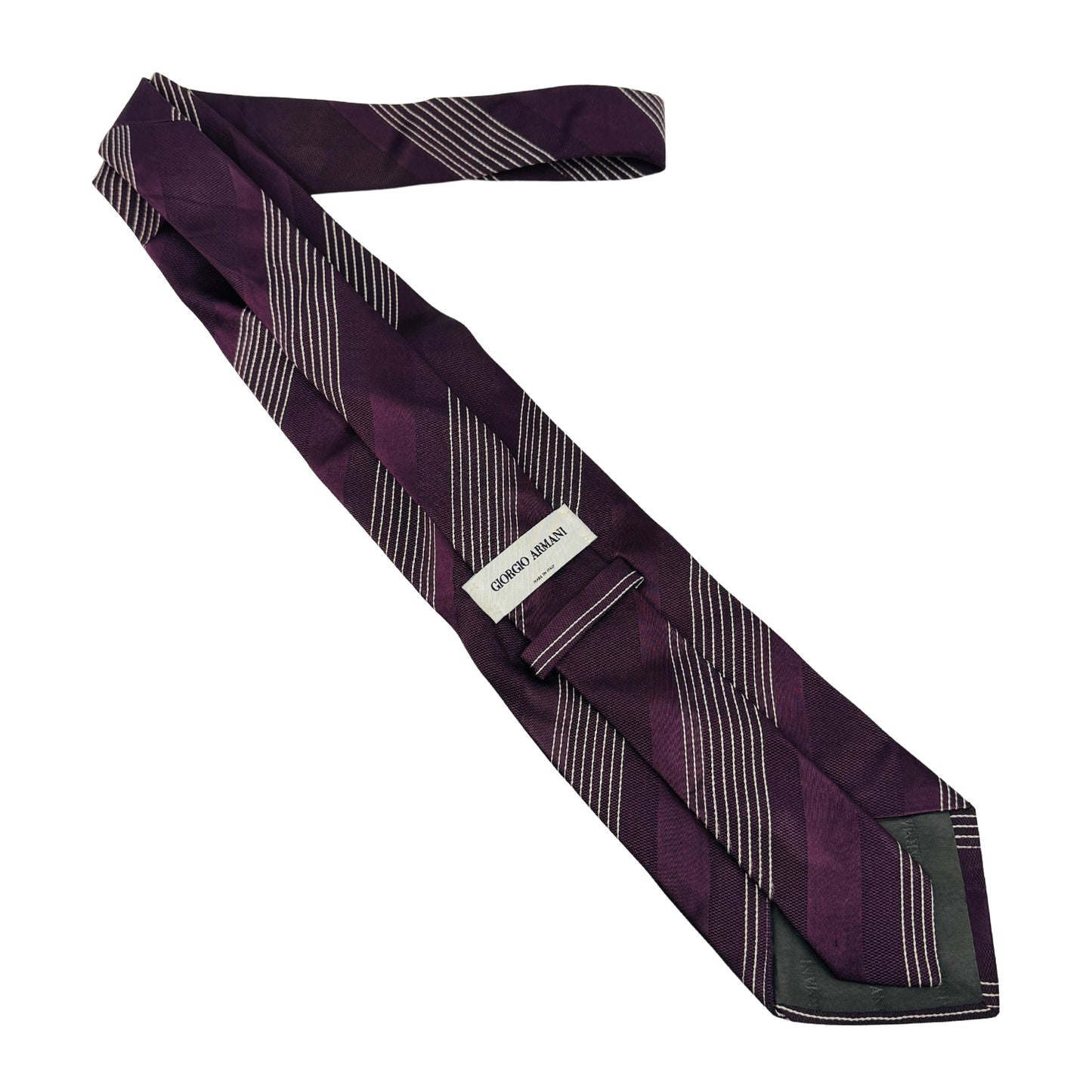 Giorgio Armani Purple 'Diagonal Pinstripes' Tie (Size Regular)