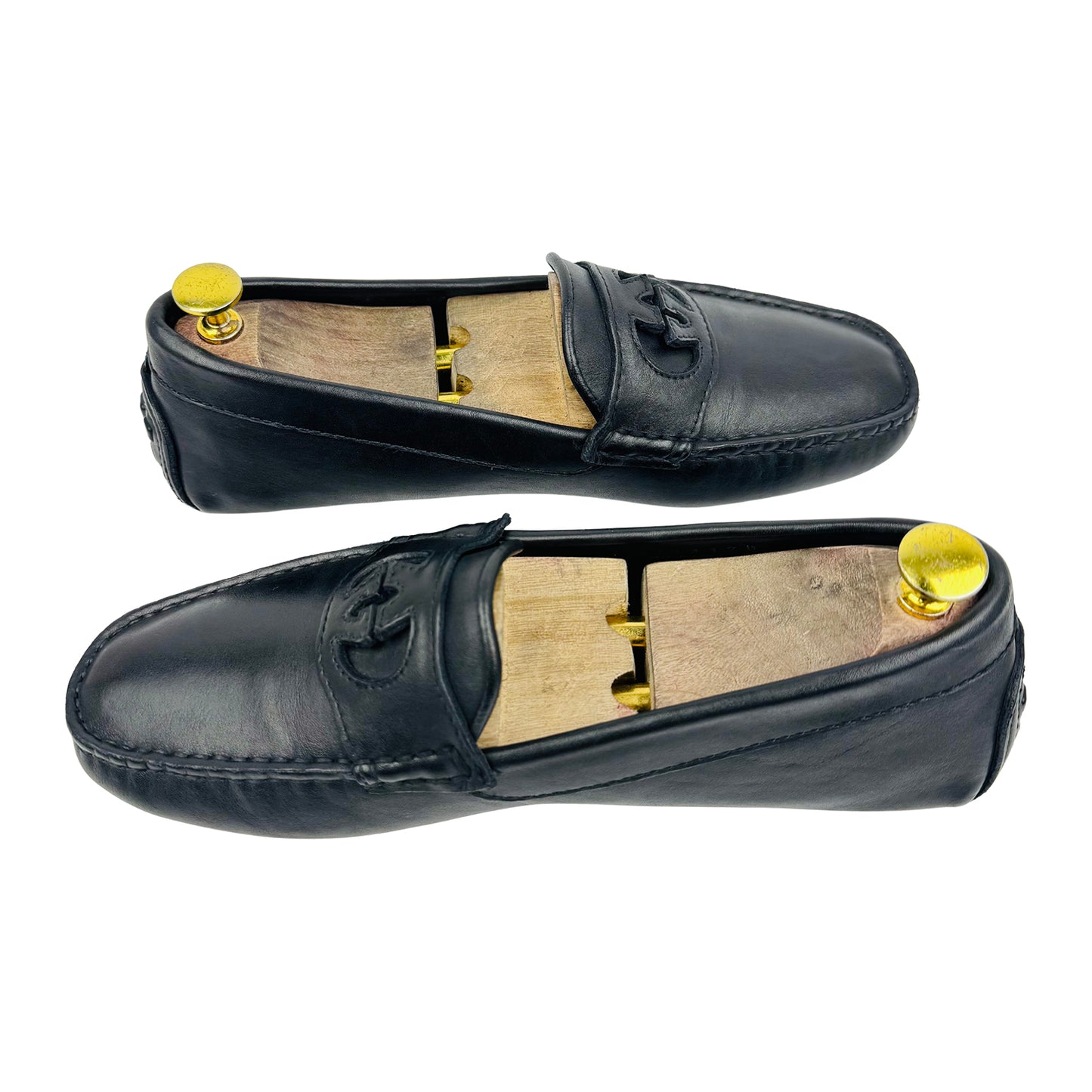 Gucci Men's Black Leather Interlocking G Loafers (Size 41.5)