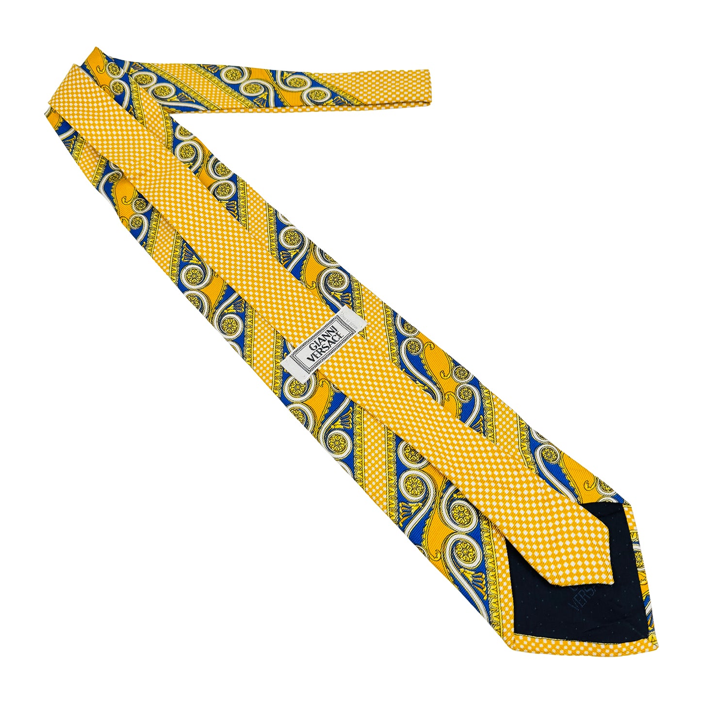 Gianni Versace Yellow 'Baroque Pattern' Silk Tie (Size Regular)