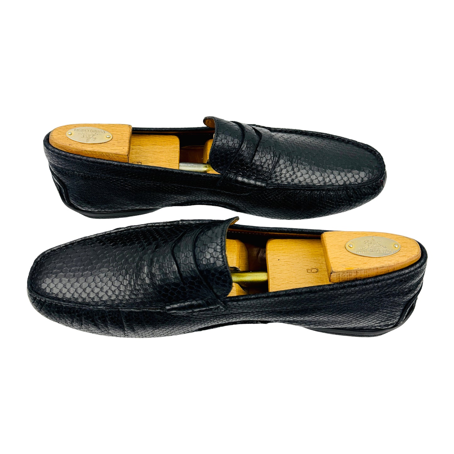 Santoni Python Snakeskin Leather Driving Loafers (Size 44.5)