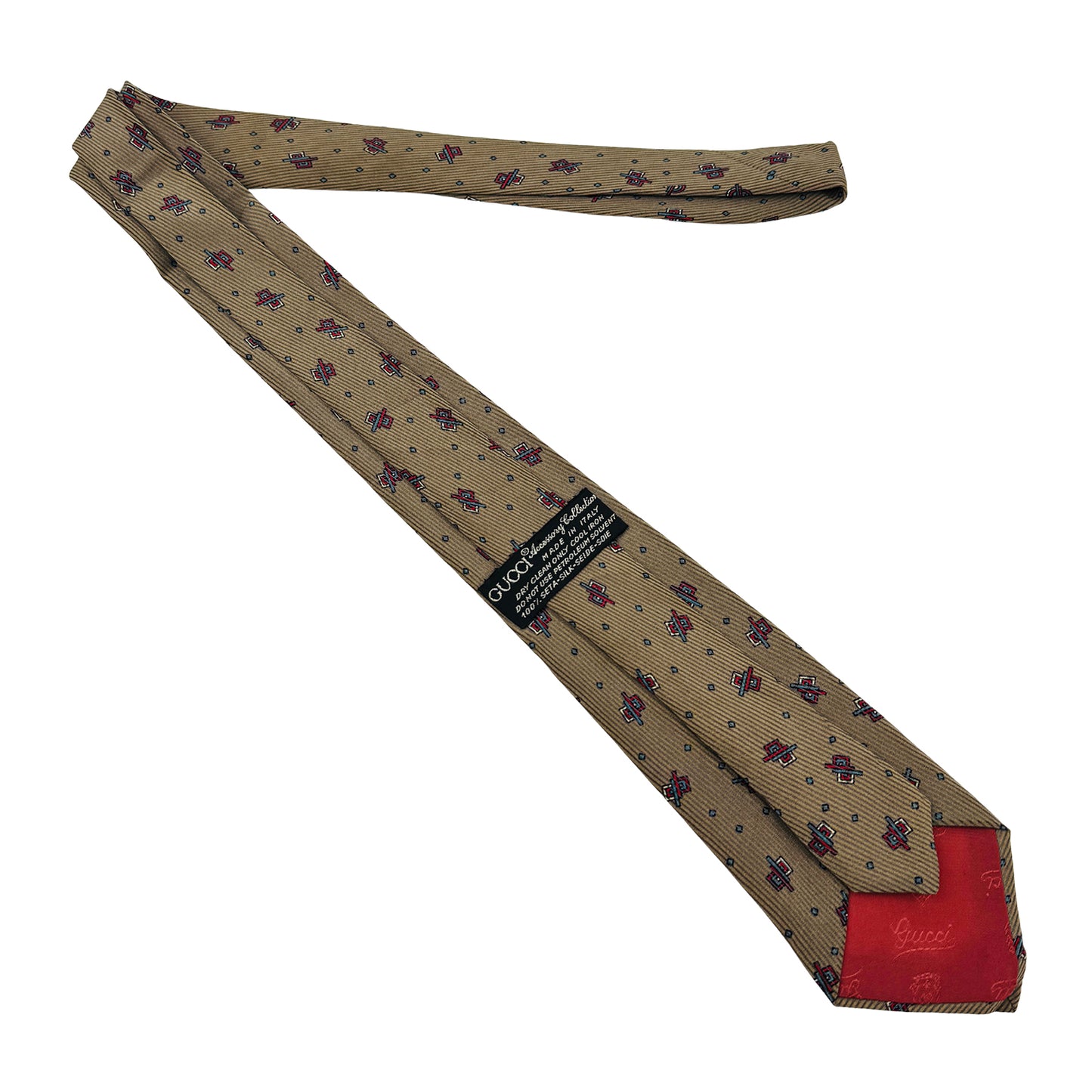 Gucci Khaki Brown 'Geometric Pattern' Tie (Size Slim Fit)