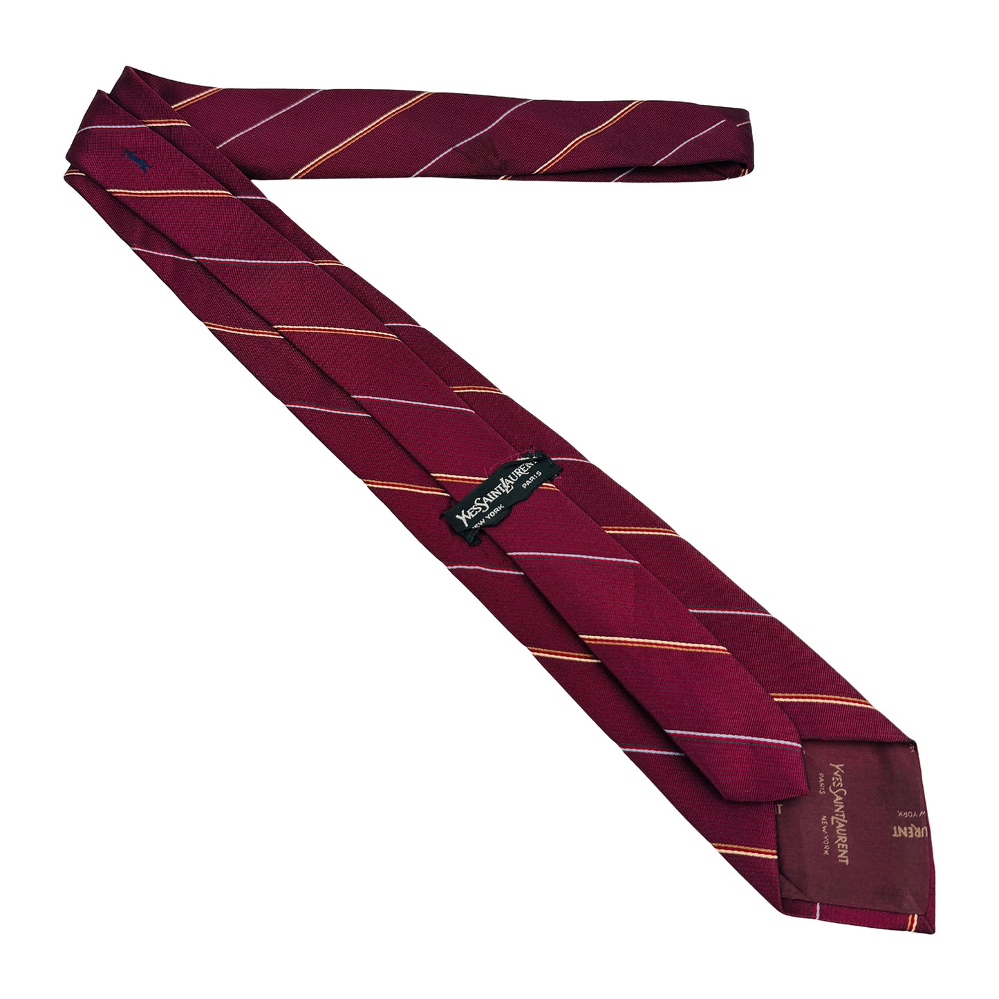 Yves Saint Laurent 'Blue Gold Navy Diagonal Stripes' Tie (Size Regular)