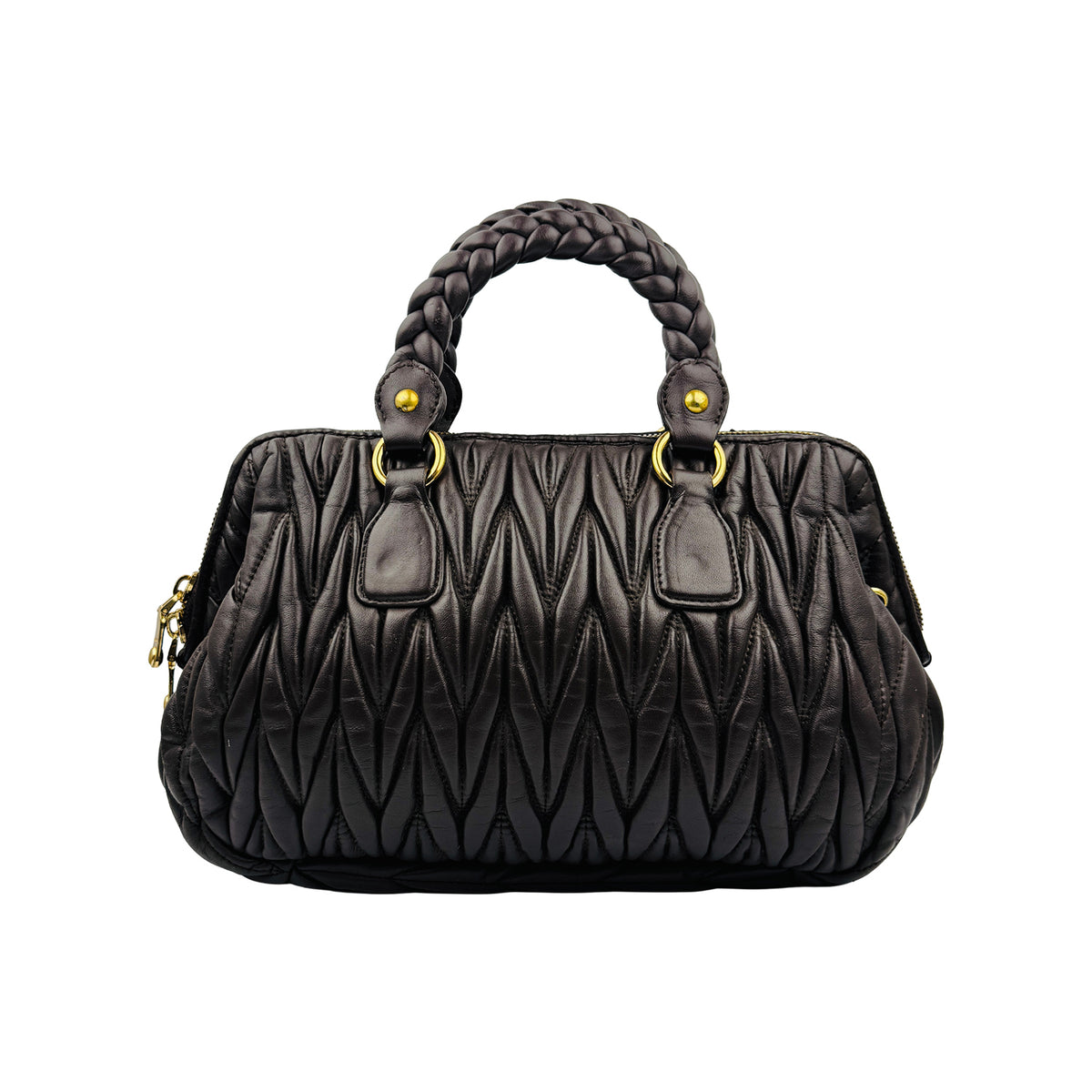 Miu Miu Matelassé Leather Zip Satchel Bag