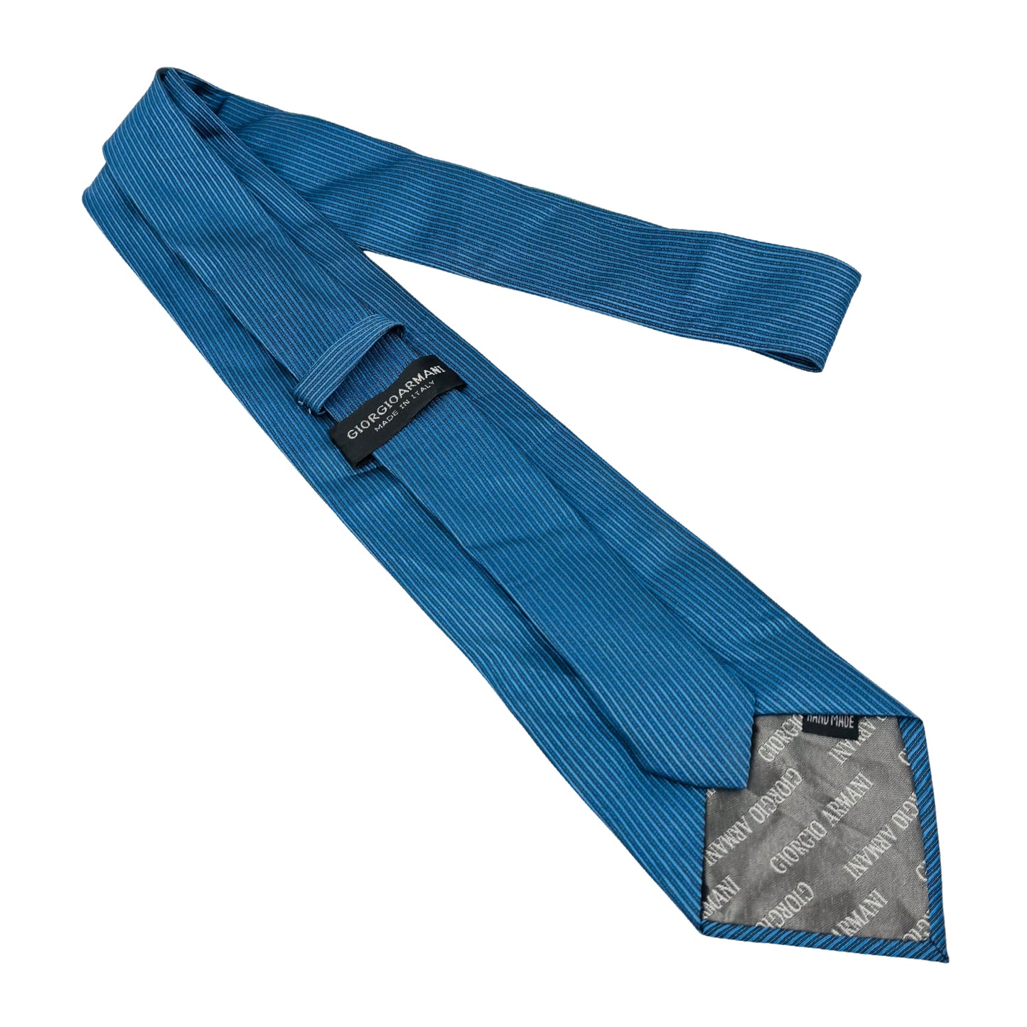 Giorgio Armani Teal Blue 'Diagonal Pinstripes' Tie (Size Regular)