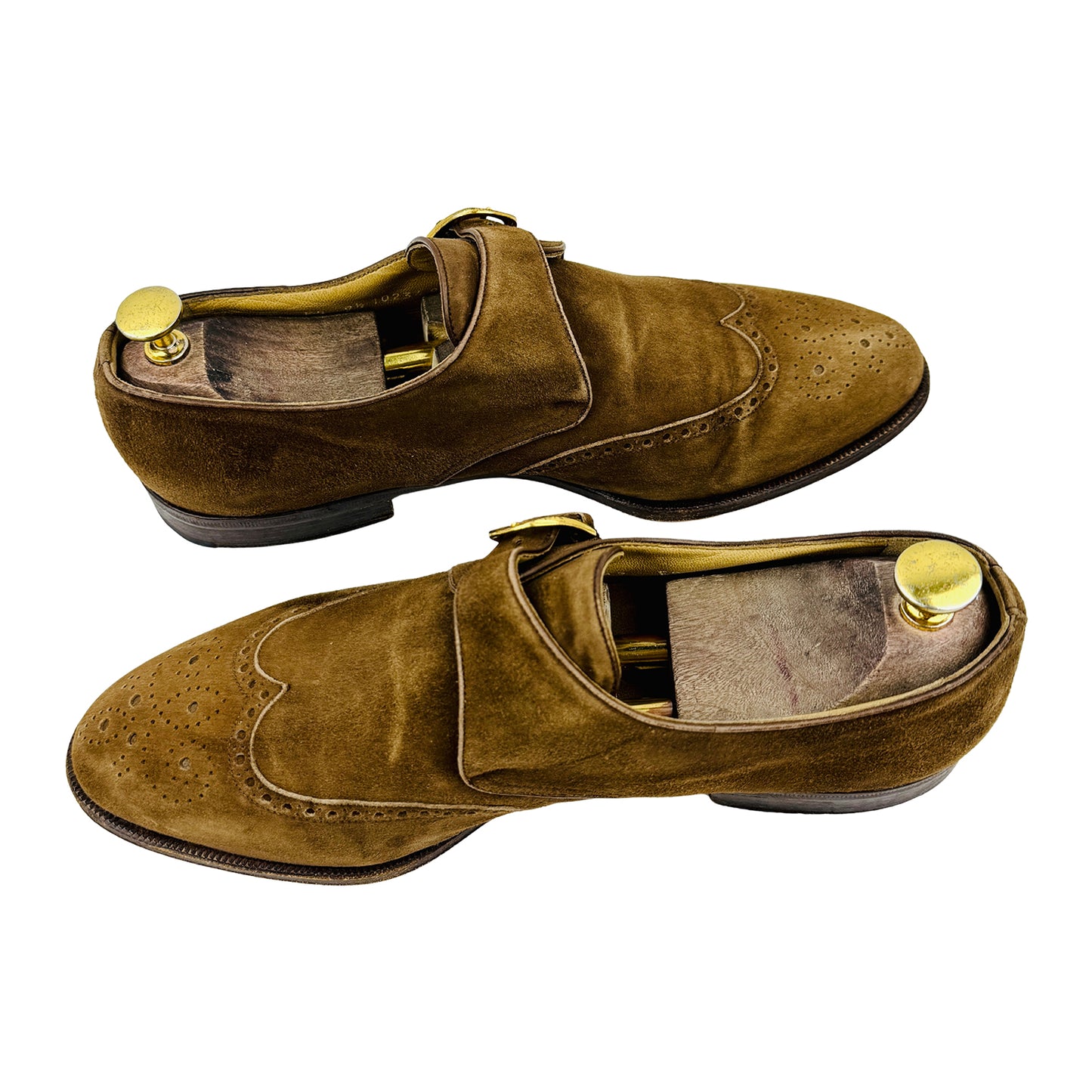 Moreschi Brown Suede Single Monk Strap Shoes (Size 43.5)