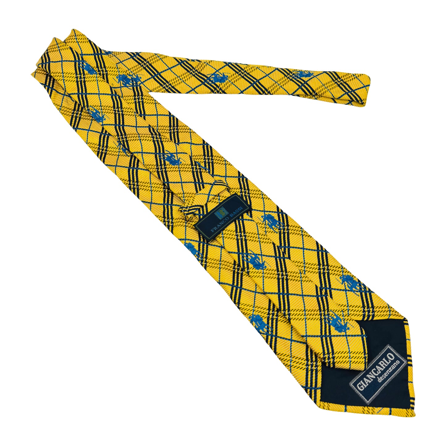 Franco Bassi Yellow 'Plaid Pattern' Silk Tie (Size Regular)