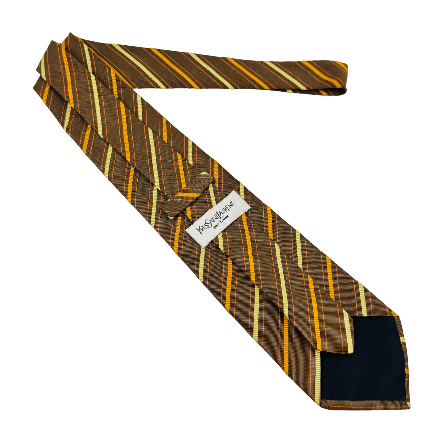 Yves Saint Laurent Brown 'Diagonal Stripes' Tie (Size Regular)