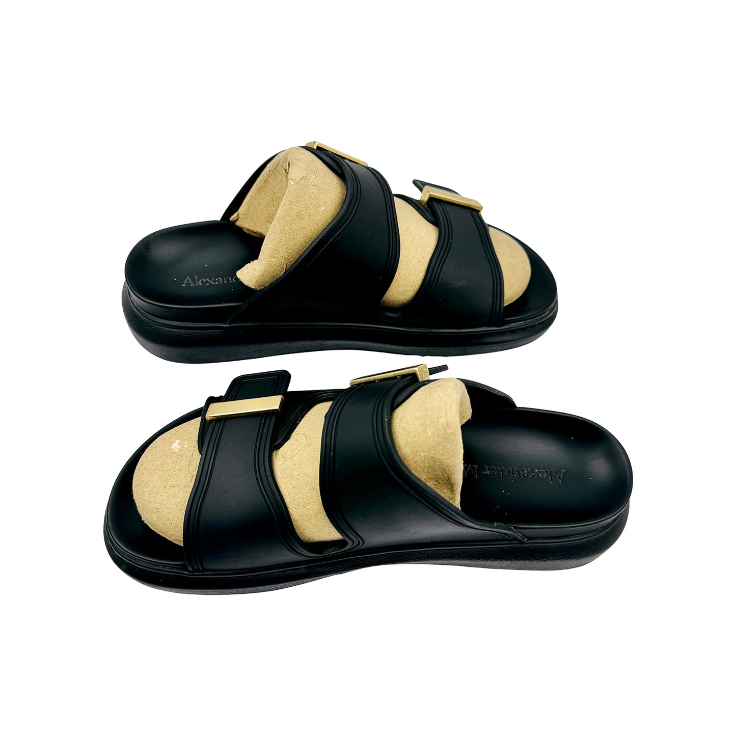 Alexander McQueen Hybrid Buckled Black Slides (Size 40)
