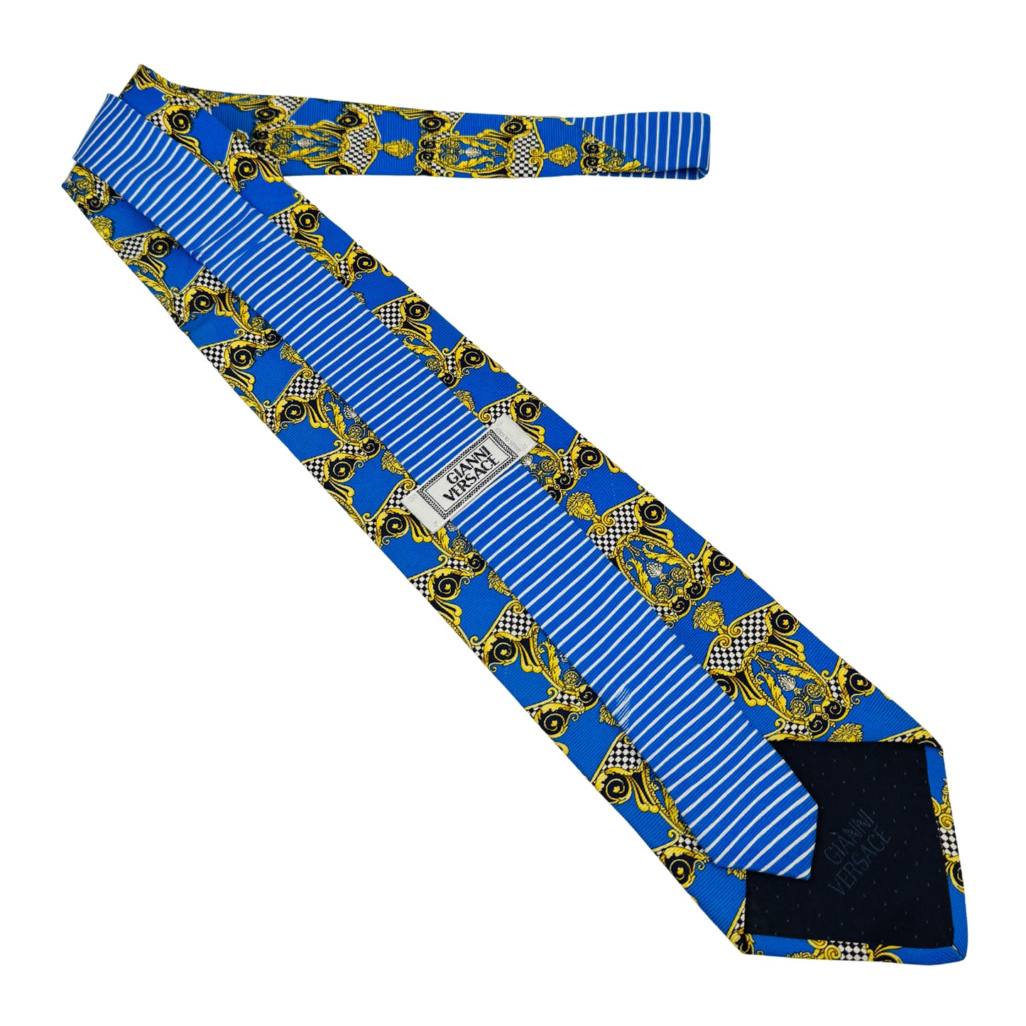Gianni Versace Blue 'Baroque Print' Tie (Size Regular)