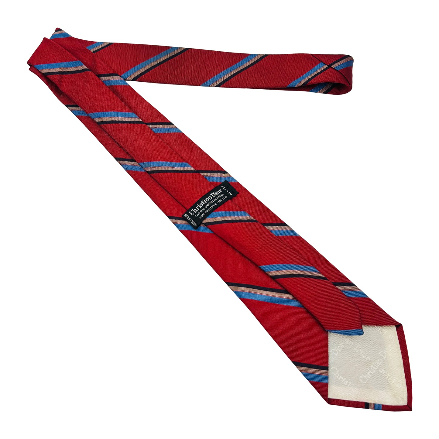 Christian Dior Red 'Diagonal Stripes' Tie (Size Regular)