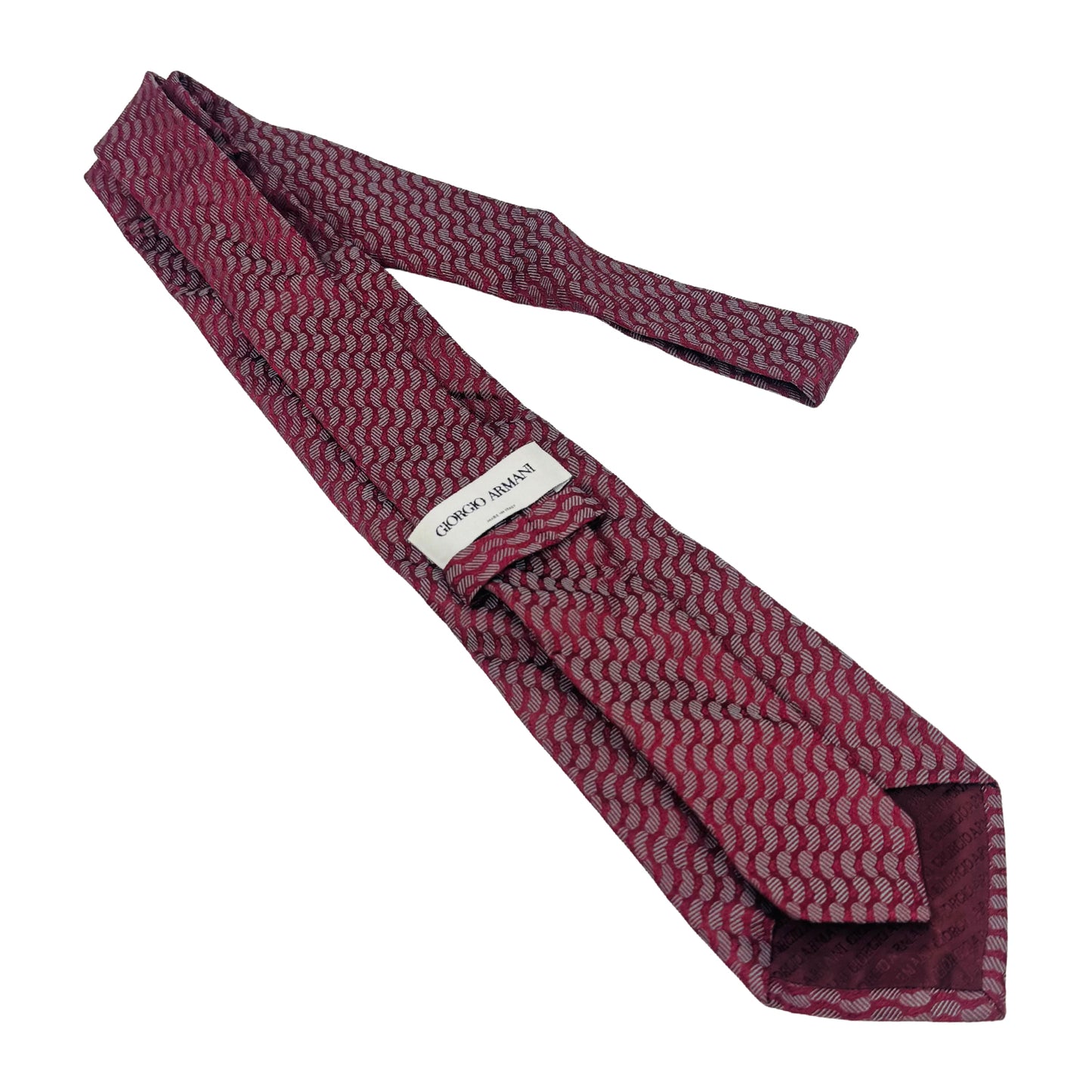 Giorgio Armani Wine Red 'Geometric Pattern' Silk Tie (Size Regular)