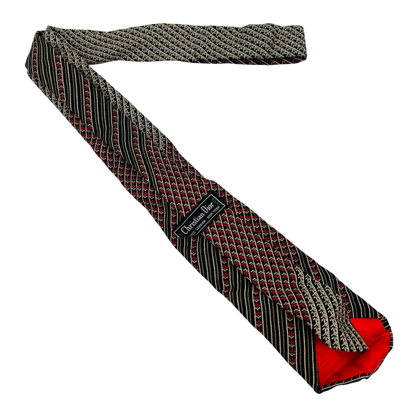 Christian Dior Black 'Geometric Pattern' Tie (Size Regular)