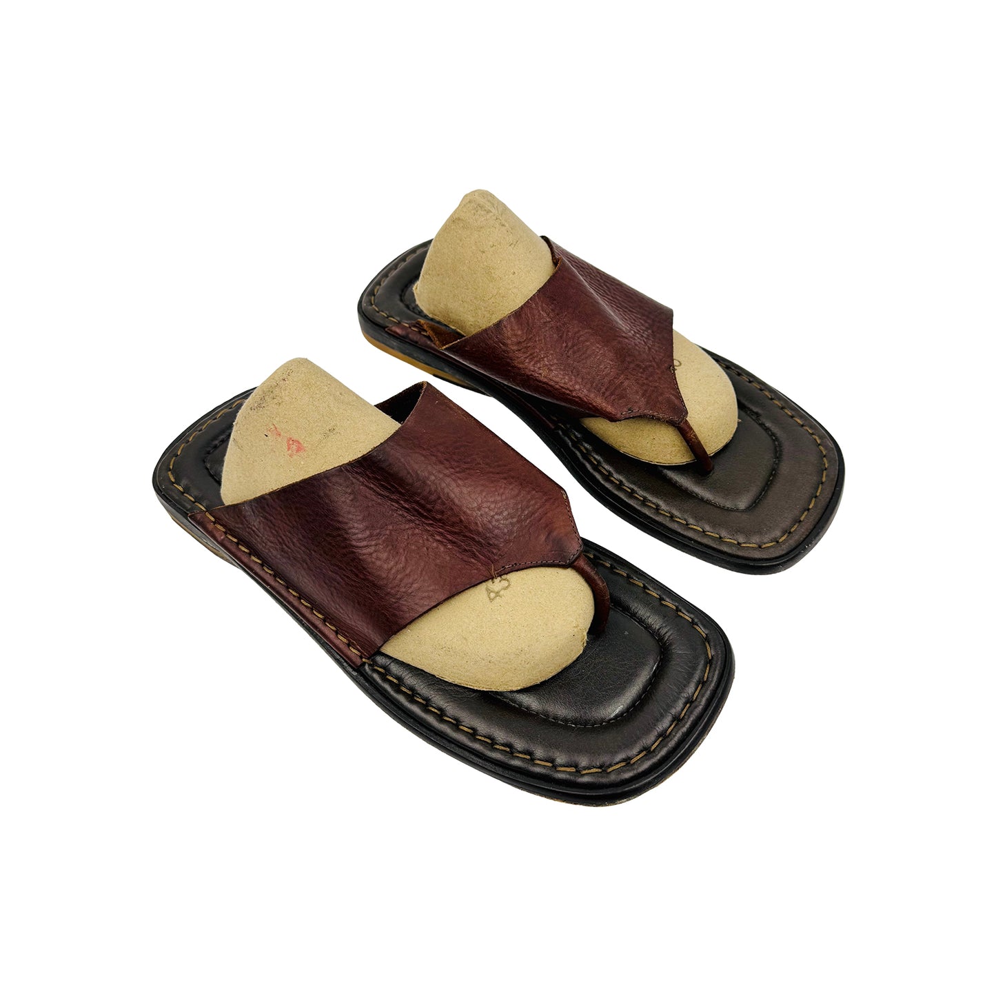 Johnston & Murphy Men's Brown Leather Thongs (Size 43/43.5)