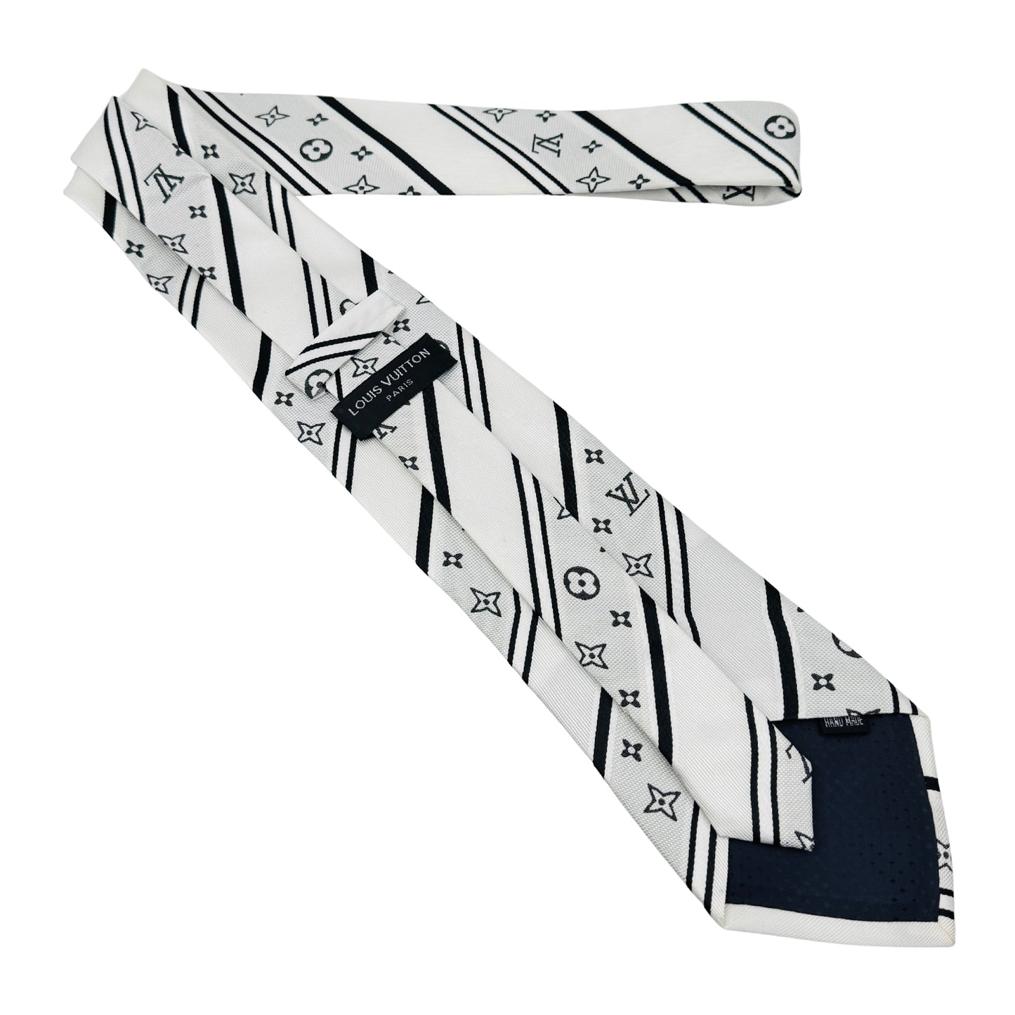 Louis Vuitton White 'Monogram Motifs Pattern' Tie (Size Regular)