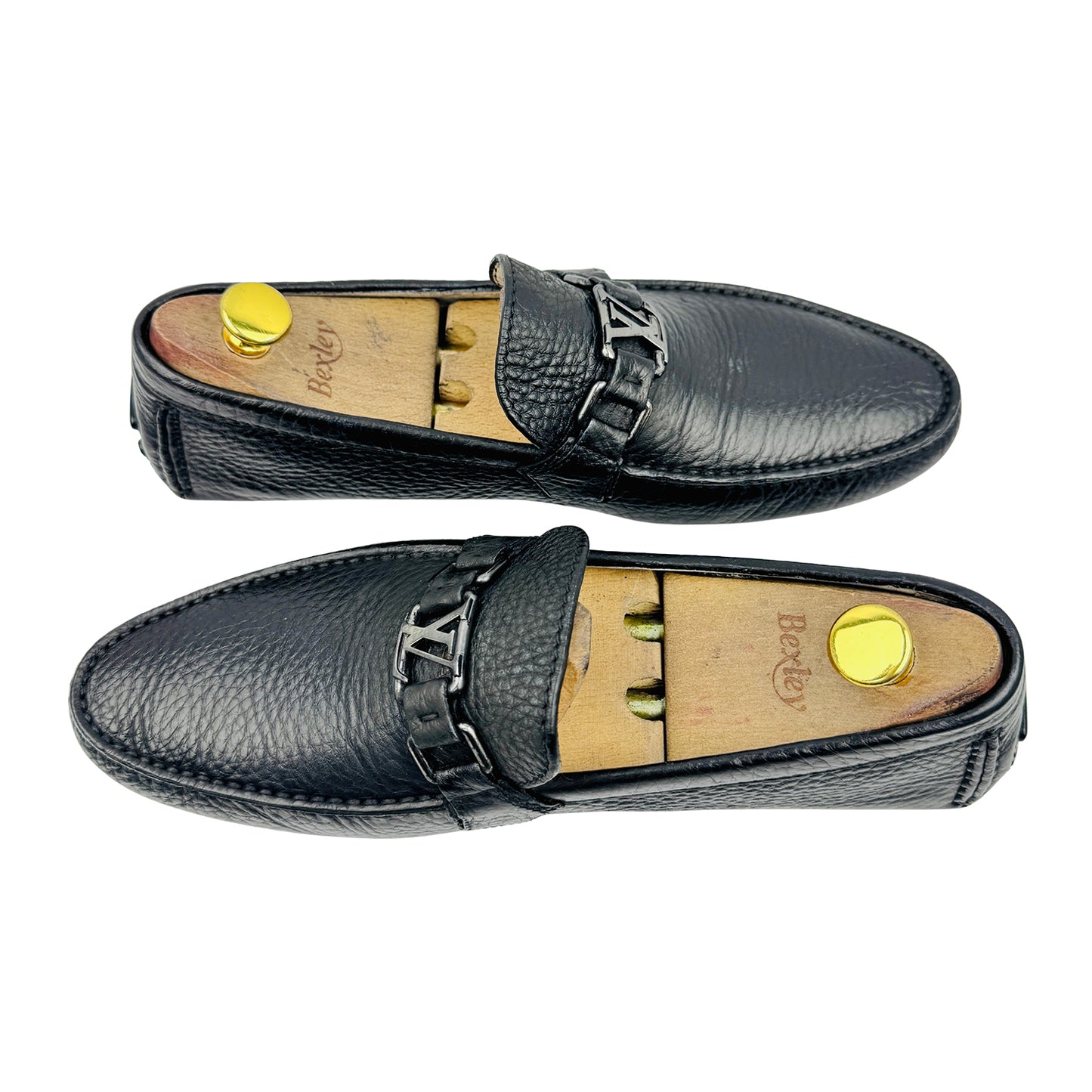 Louis Vuitton Hockenheim Black Grained Leather Loafers (Size 42.5)