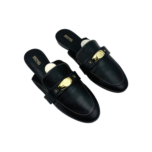 Michael Kors Tilly Black Leather Mules (Size 39)