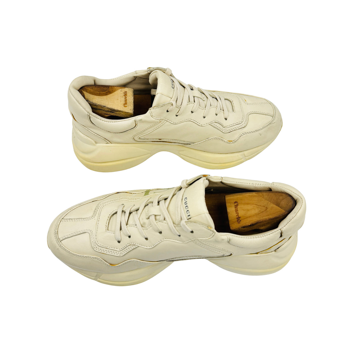 Gucci Rhyton Ivory Leather Shoes (Size 42) - 500877 DRW00 9522