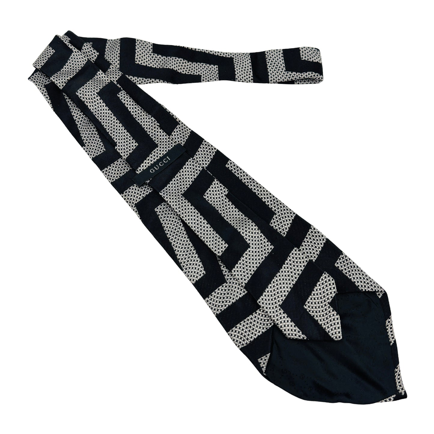 Gucci White 'Zigzag Chevron Pattern' Tie (Size Regular)