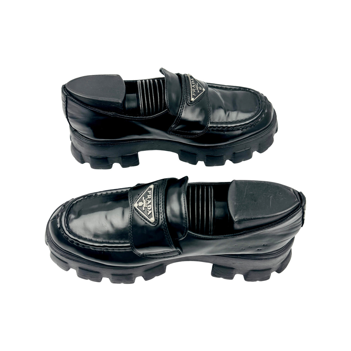 Prada Monolith Brushed Leather Loafers (Size 37/37.5) - 2DE129_B4L_F0002_F_G000