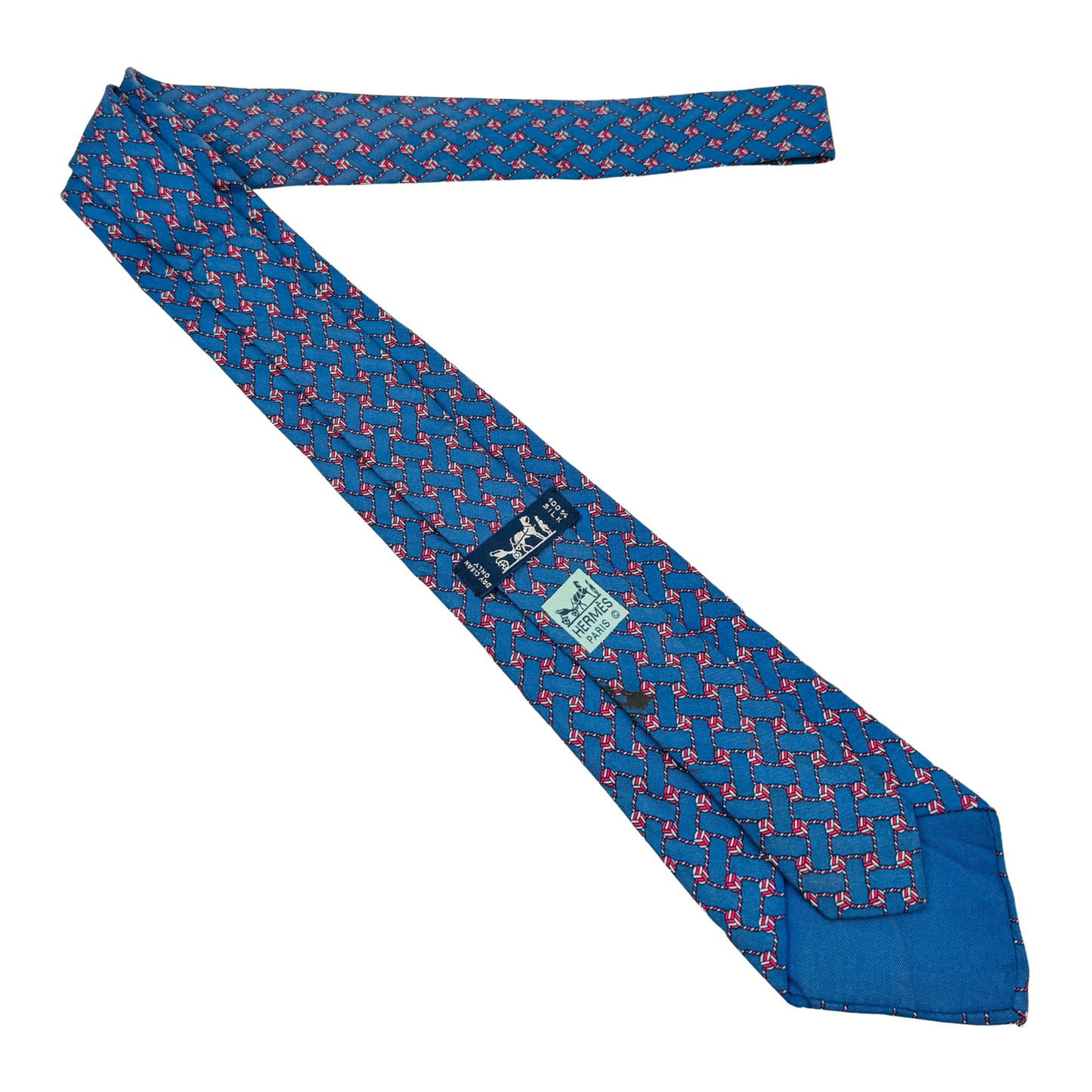 Hermès Blue 'Geometric Woven Pattern' Tie (Size Regular)